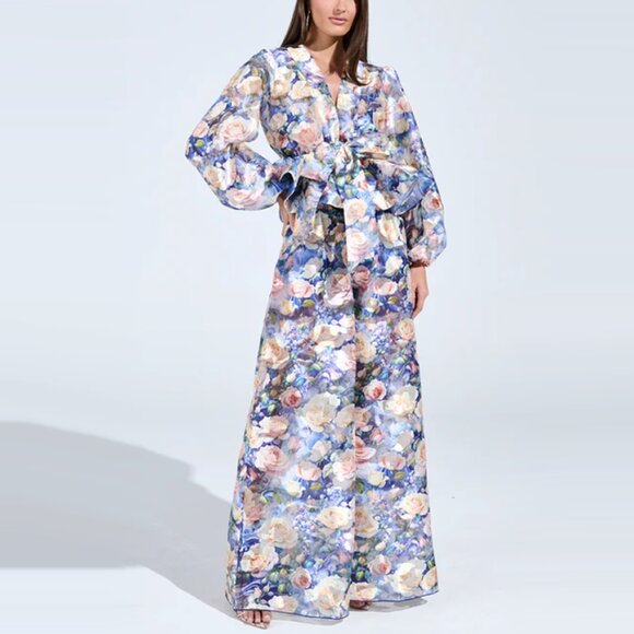 Akira Exalted Floral Palazzo Pant and Top Set - Picture 1 of 8